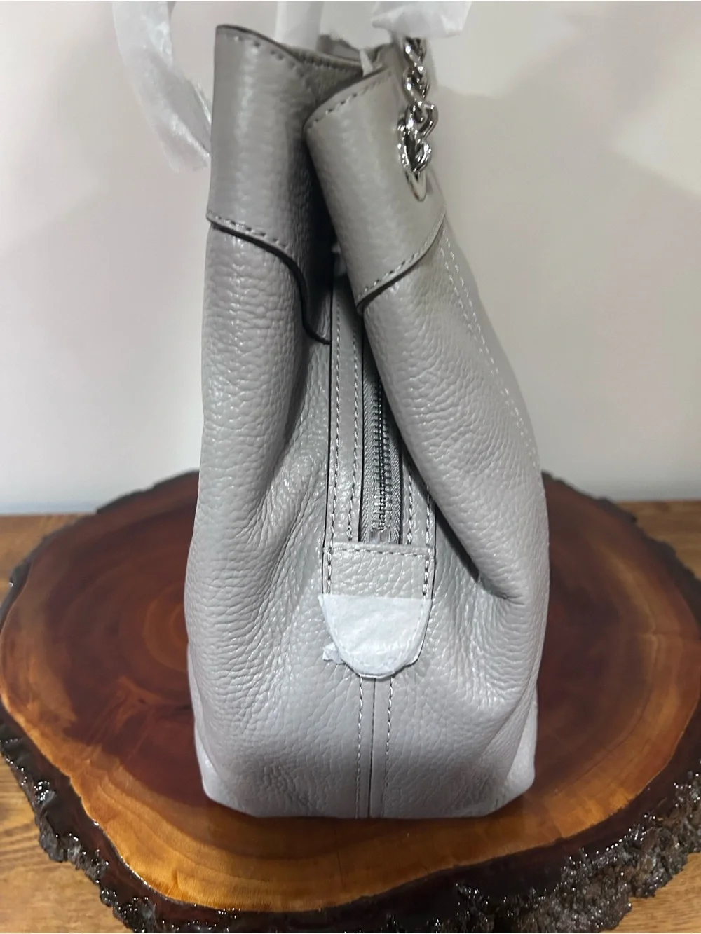NWT Michael Kors Light Gray Pebbled Leather Shoulder Bag